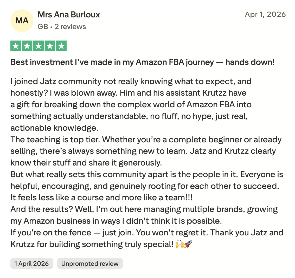 Trustpilot 5 star review from Mrs Ana Burloux